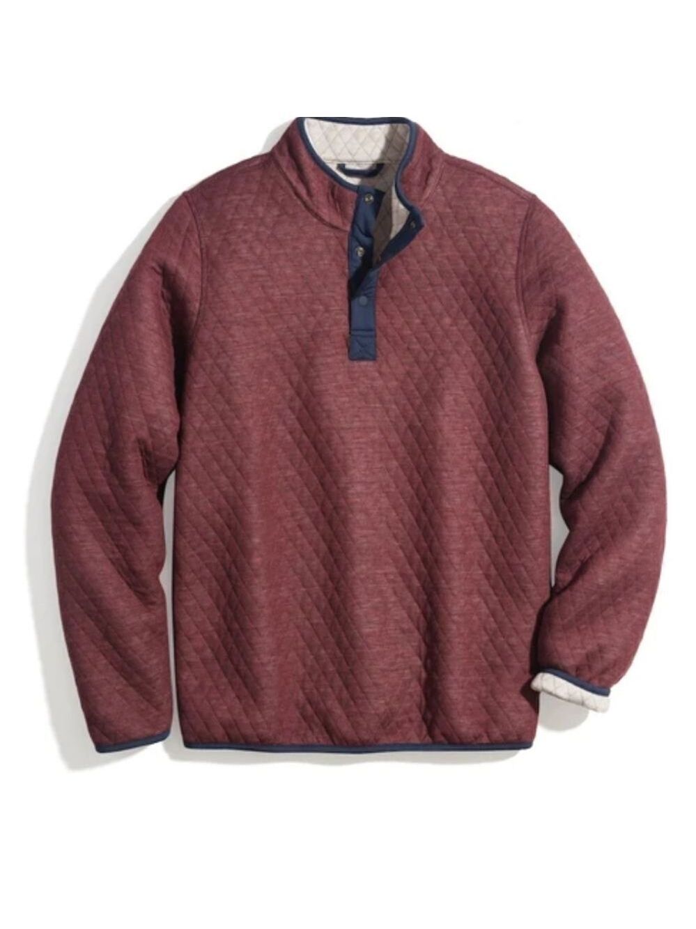 Marine Layer Corbet Reversible Pullover Oatmeal Burgundy Heather